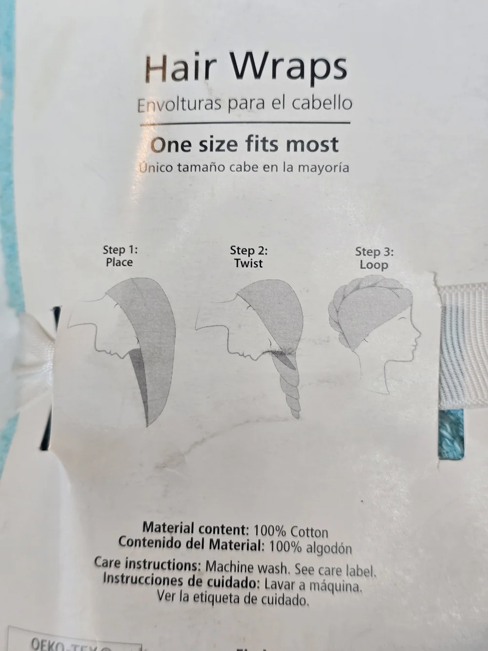 Mainstays Aqua Microfiber Hair Wraps - 2 Pack